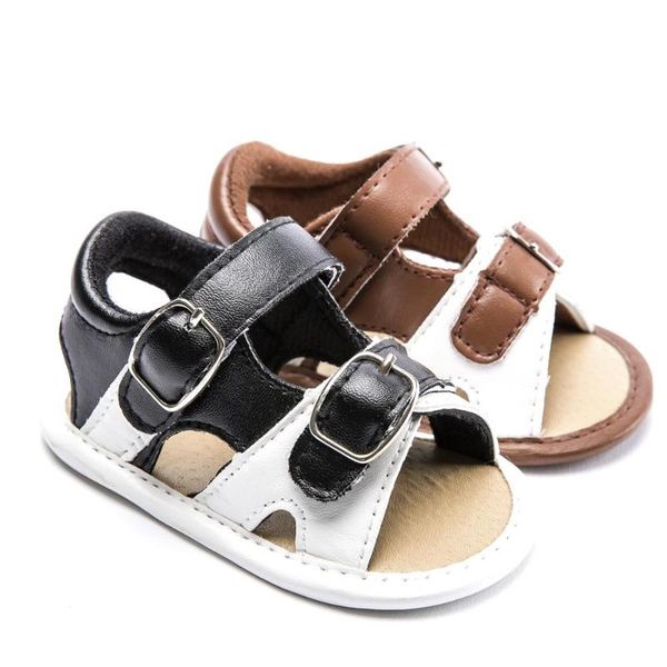 

pu leather boy sandals summer baby shoes infant girl boys hard sole mary jane t-strap baby sandals 0-18 months, Black;red