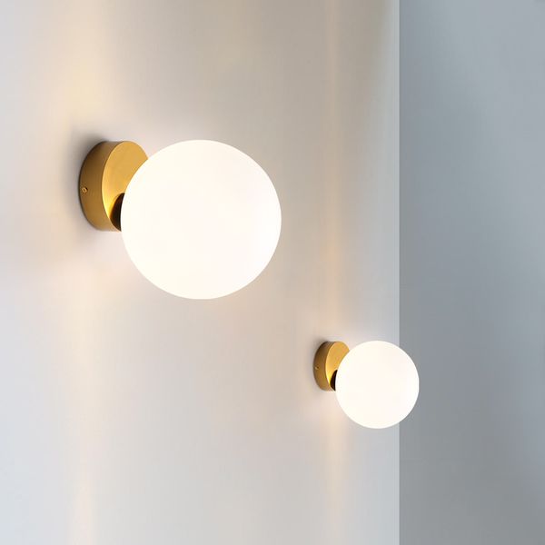 

white glass wall lamp modern glass wall lamp gold led light fixture frosted ball sconce corridor aisle lighting