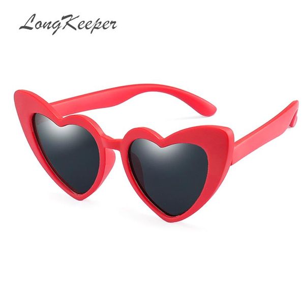 

long keeper 2019 tr90 kids sunglasses heart shape polarized sun glasses safety black pink red goggles for children uv400, Blue