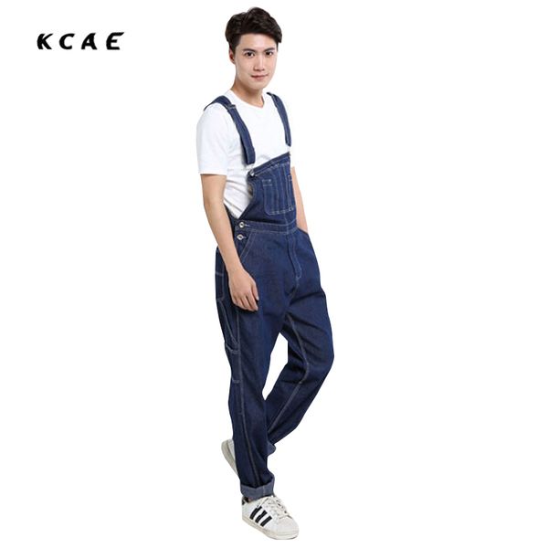 

2016 fashion men's plus size blue overalls large size 26-42 huge denim bib pants fashion pocket jumpsuits male