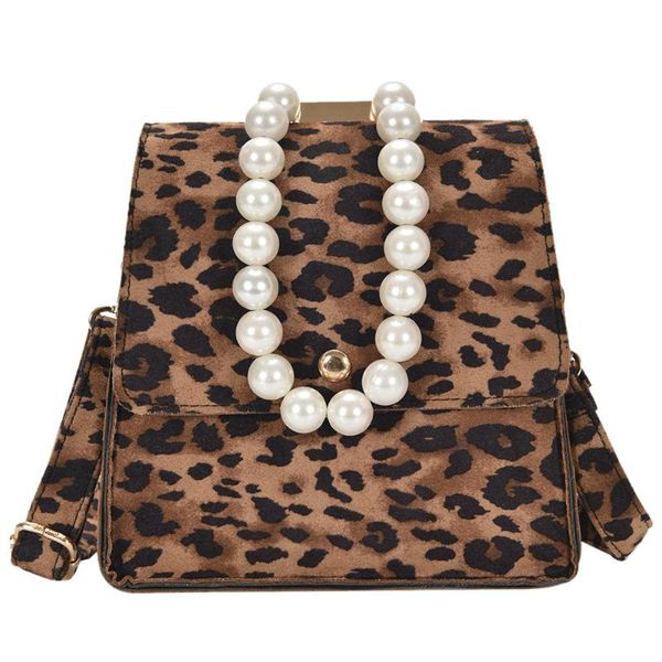 

fashion leopard crossbody bags fashion durable women leather shoulder pearl handle shopping handbag messenger bag