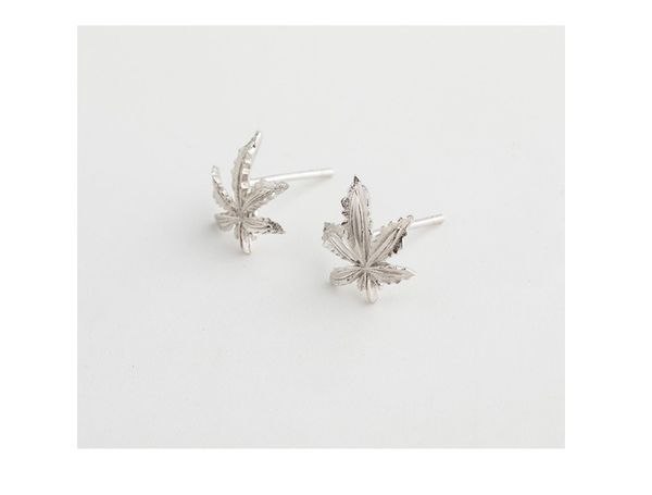 

стерлинг серебряные серьги девушка темперамент личность форма листа серебряные серьги модные уха pin, Golden