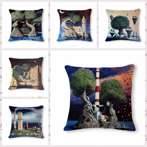 

beautiful originality cartoon inbetweening pattern cotton flax pillow back cushion can determine