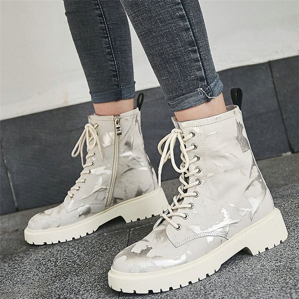 

high punk creepers women genuine leather flat med heel riding boots round toe platform pumps lace up goth sneakers, Black