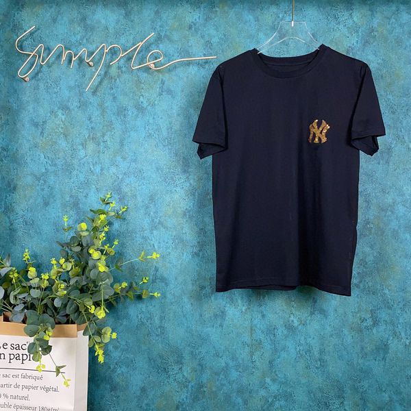 

angkoren 2020 new leisure short sleeve t-shirt youth creative embroidery printed cotton half sleeve trend319, White;black