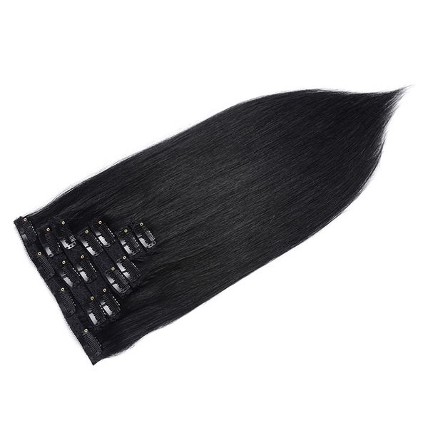 Top Quality 70Gram Lot Silky Clipe Hetero Em Clipe extensões do cabelo humano Natural Color no transporte gratuito cabelo peruano extentions