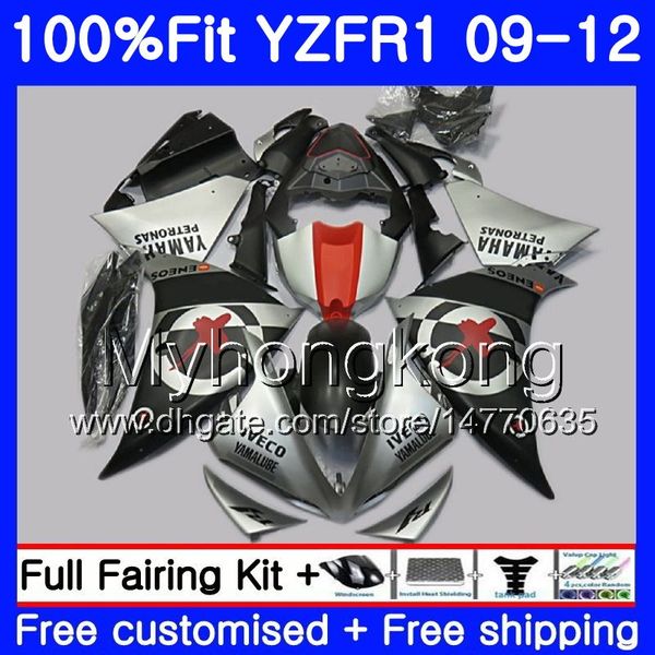 Iniezione per YAMAHA YZF 1000 R 1 YZF-1000 YZFR1 09 10 11 12 241HM.13 YZF R1 YZF1000 YZF-R1 Argento opaco caldo 2009 2010 2011 2012 Kit carenatura