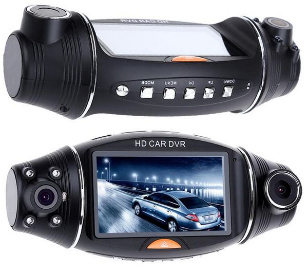 

dash cam hd 2.7" night vision dvr r310 car camera camera g-sensor with gps logger tft lcd video recorder 1080p dual lens