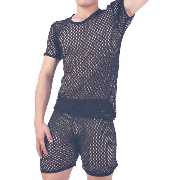 

pijama hombre sleepwear honeycomb mesh men's pajamas set breathable pyjama homme men underwear bielizna nocna erkek pijama, Black;brown