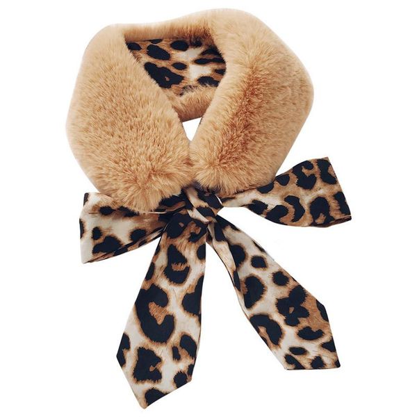 

vintage plush neck wrap leopard dots tie up strap patchwork women winter scarf