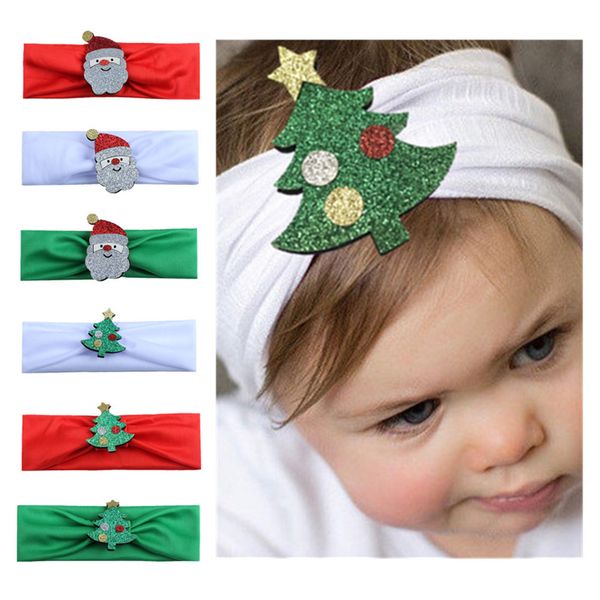 

baby headband elastic santa christmas tree kids baby turban hair band haarband girl hair accessories christmas hairbands, Slivery;white