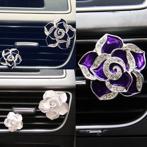 

1pcs car flower solid vent clip perfume diamond air conditioner flowers style