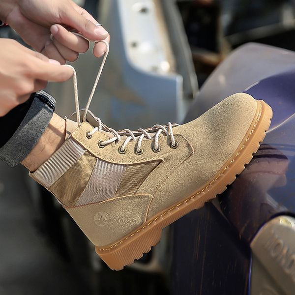 

ipccm 2018 spring and autumn new fashion handsome stitching high men's shoes casual outdoor non-slip fashion men's shoes, Black