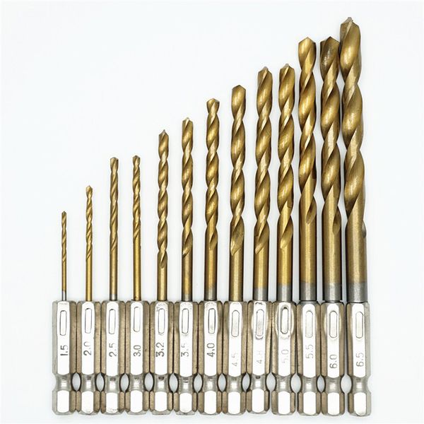 

13pcs titanium drill bit set 1/4 inch hex shank twist bits multifunction tools electric screwdriver drill wind bit