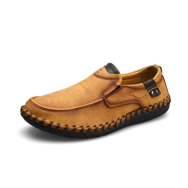 

leather men casual shoes slip-on outdoor male shoes walking loafers comfort brown black plus size men fashion luxury
