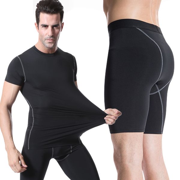 

brand sport running suits men running gym tights sets quick-dry fitness bodybuilding mens sportswear compression gym sport suit, Black;blue