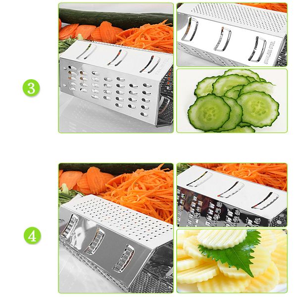 

cheese grater for kitchen stainless steel 6-sides accesorios de cocina kitchen vegetable fruit tool carrot cucumber slicer