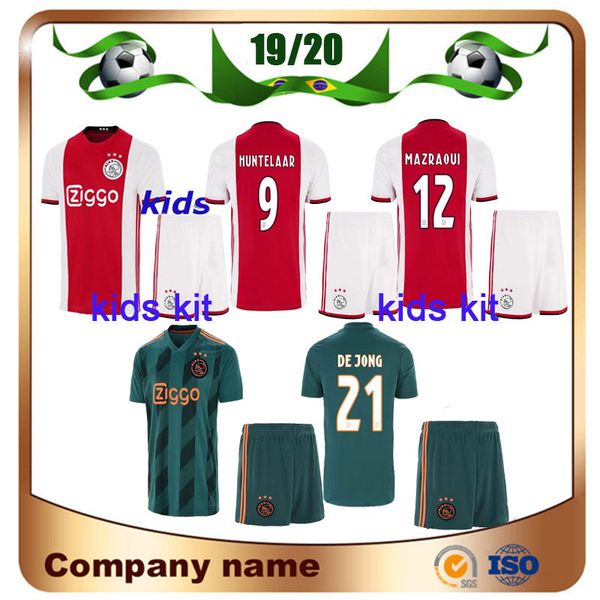 

19/20 ajax kids kit soccer jersey 2019 ajax home de jong de ligt huntelaar children van detadic ziyech boys football shirt uniforms, Black