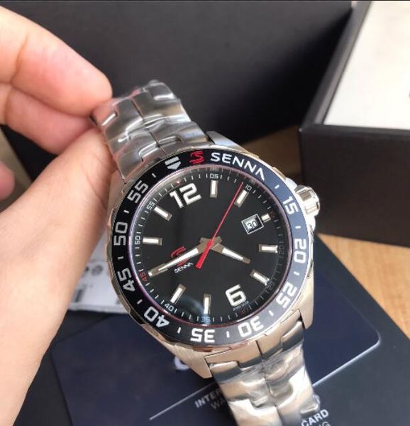 

men watches quartz movement 43mm stainless steel band men waterproof wristwatches sapphire crystal men luminous watches, Slivery;brown