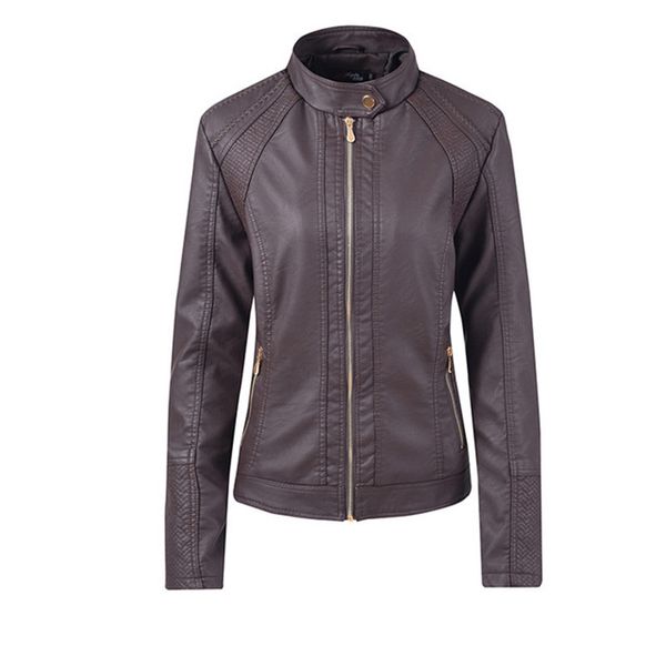 

casual long sleeve women soft pu leather jacket outerwear winter autumn female slim faux leather coat ladies jacket clothes 2019, Black