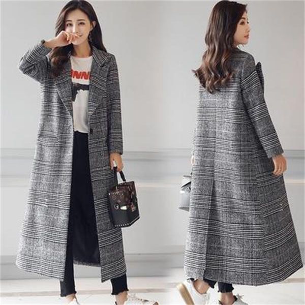 

2020 spring autumn women's wool coat new fashion long woolen coat single breasted slim type female autumn winter wool, Black