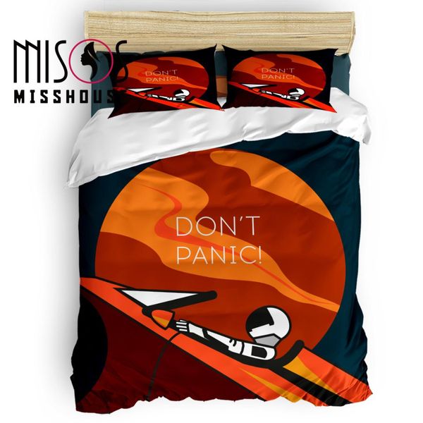 

misshouse don't panic cartoon duvet cover set bed sheets comforter cover pillowcases 4pcs bedding sets