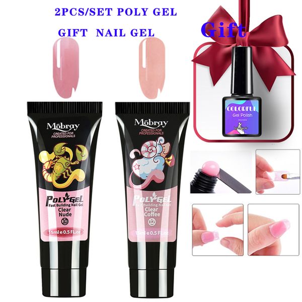 

polygel set nail acrylic poly gel pink white clear crystal uv led builder gel tips enhancement slip solution quick extension, Red;pink