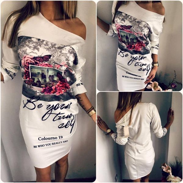 

woman clothes woman dresses off shoulder dress women print dress long sleeve 2019 casual dresses mini women o neck mini dress, Black;gray