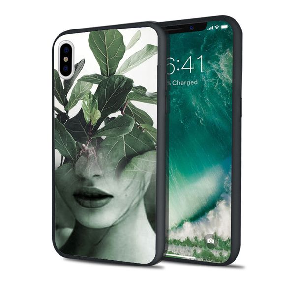 

fundas green leaves trippy art phone case for iphone 11 pro xs max xr 8 7 6s plus 5s se 5 case black soft silicone cover.
