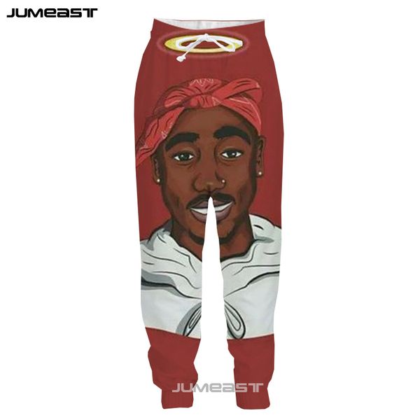 

jumeast rapper 2pac 3d print pants popular singer tupac men/women loose style novelty casual long pants cool couples, Black