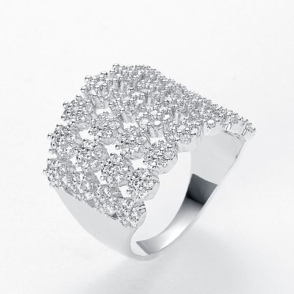 

ring nankiya new fshion flower shape elegant women charm party crystal luxury wedding banquet cubic zirconia cp0351 bague femme, Golden;silver