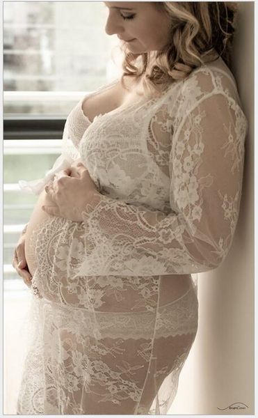 

maternity beach skirt lace dress pregnant women pgraphy props transparent lace girl pregnant women pajamas skirts, White