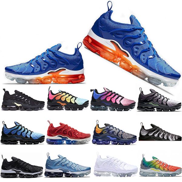 

With Box TN Plus Running Shoes Men Women Game Royal Rainbow bleached aqua TRIPLE WHITE BLACK Fades Blue VOLT Trainer Designer Sneakers