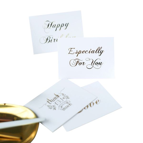 

5pcs/pack mini thank you card white bronzing gift decoration card scrapbooking party invitation diy deco supply for wedding