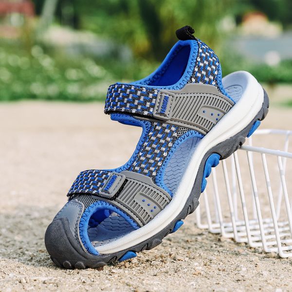 

ulknn close toe girls sandals for beach summer boys shoes kids sandals casual children shoes cut-outs sport sandals for baby y190525, Black;red