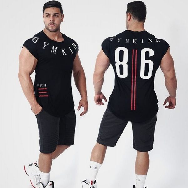 

mens short sleeve t-shirt 2018 summer new casual fashion trend slim cotton t shirt male jogger gyms fitness printed tees, White;black