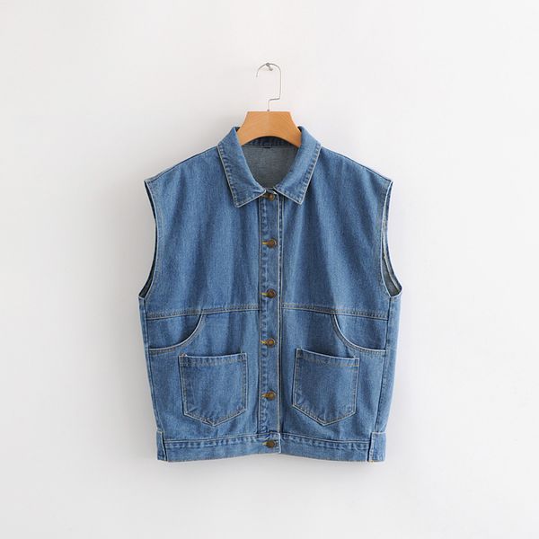 

2020 autumn european and american women's new denim vest women, Black;white