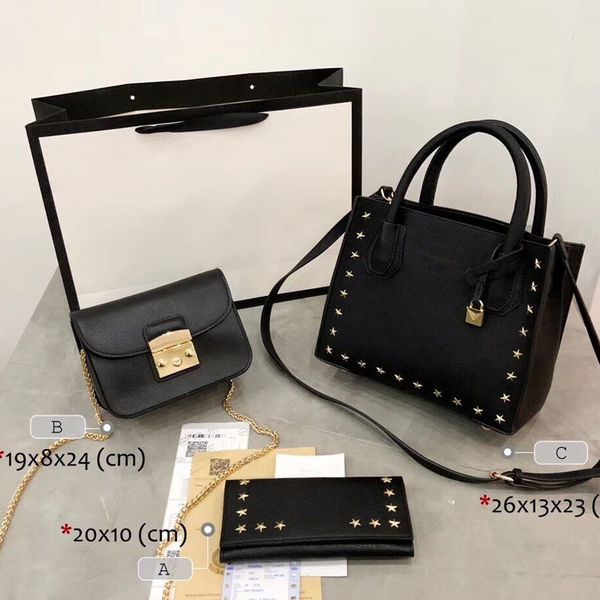 

women black large handbags purses crossbody bag leather three piece brand bag womens wallet credit card holders bags