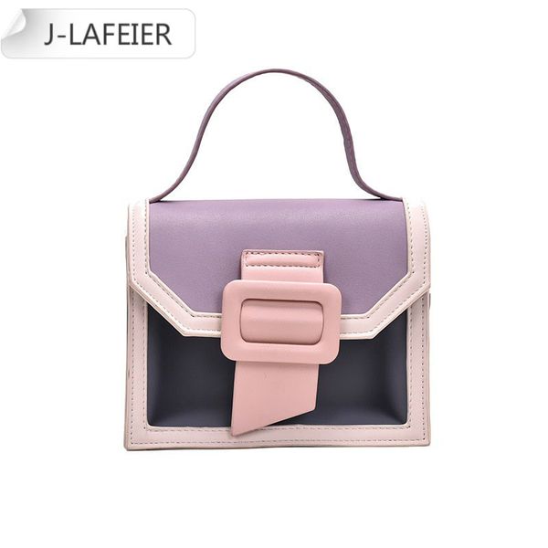 

2020 contrast color leather small crossbody bags for women handbag fashion simple shoulder messenger bag female cute flap