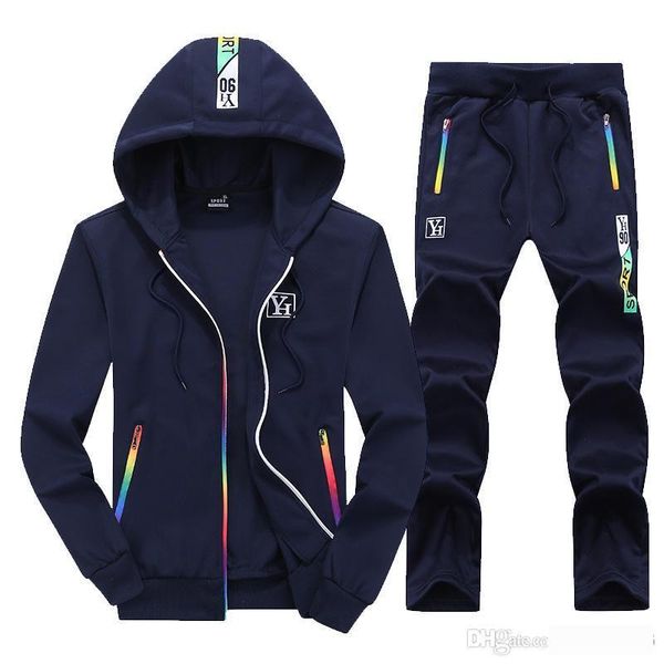 

2019 autumn men's full zip tracksuit men sport suit white men sweatshirt and pant suit hoodie and pant set sweatsuit men mt09, Gray