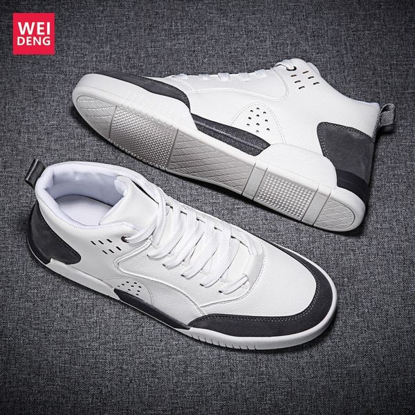 

weideng pu leather warm casual ankle boots men lace up flats male leisure winter platform shoes non slip soft split joint, Black