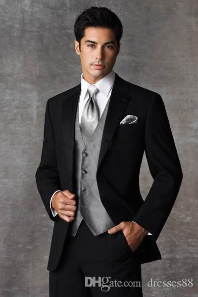 

выполненные на заказ две пуговицы slim fit черный жених смокинги нотч отворот лучший мужчина дружки мужчины свадебные костюмы, Black;gray