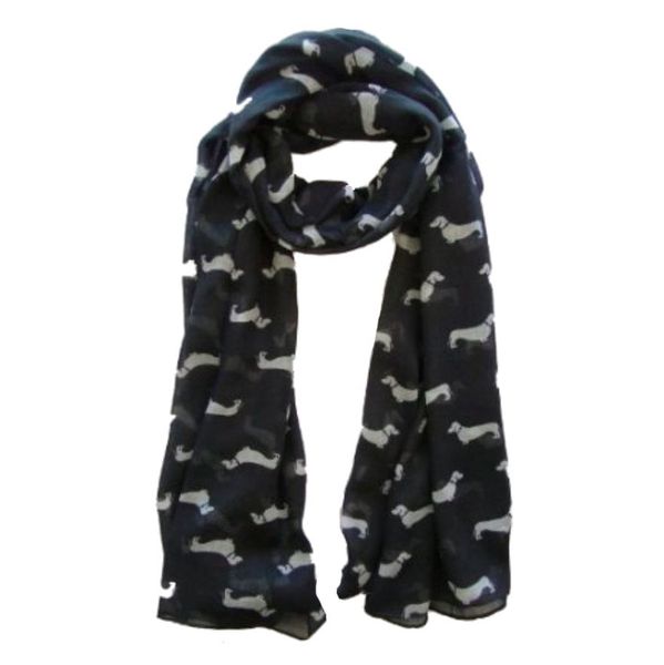 

sausage dachshund dog animal ladies scarf shawl soft feel 180 x 90cm black, Blue;gray