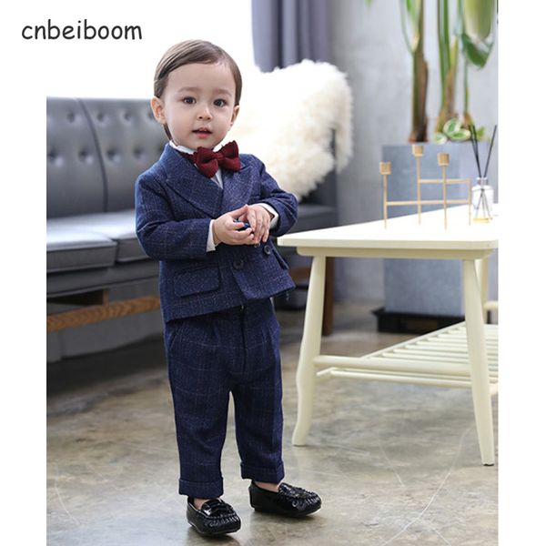 

baby boy clothes suit baby birthday baptism clothing set children formal outfits kids toddler bowtie blazer, White