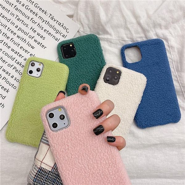 

soft warm plush phone cases for iphone 11 pro max fashion pu back case cover for iphone xs max xr x 6 6s 7 8 plus uk0001