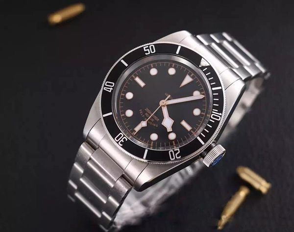 

2020 quality luxury men s watches black dial stainless steel watch men watch with calendar original table buckle fashion watch, Slivery;brown
