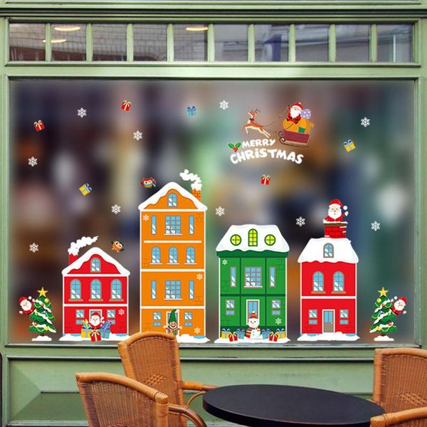 

window stickers cartoon snowman santa christmas gift home decor sticker #2s27