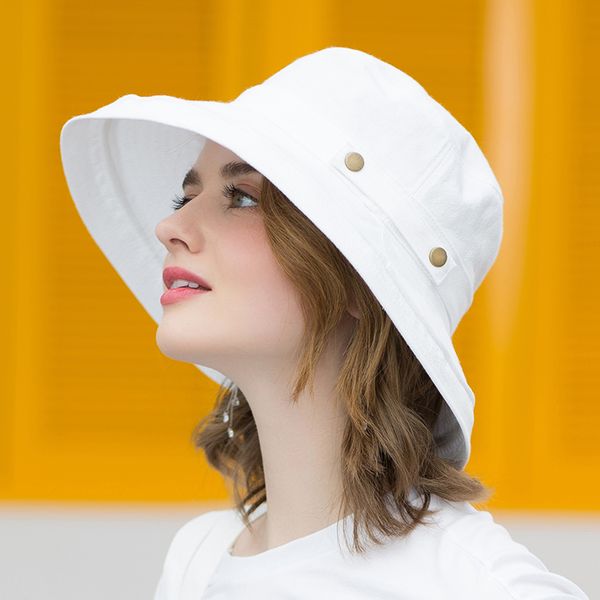

icebear summer cotton sun hats for women wide brim and breathable bucket hats youth fashion caps, Blue;gray