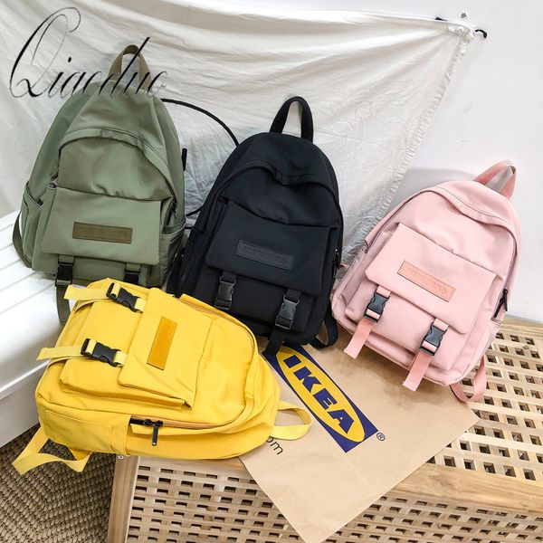 

2019 women backpack fashion women shoulder bag solid color casual school bag for teenage girl children zipper canvas travel