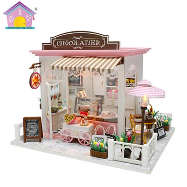 

very cute diy gift cocoa's fantastic ideas children miniature wooden doll house model building dollhouse toys hd003 y200704